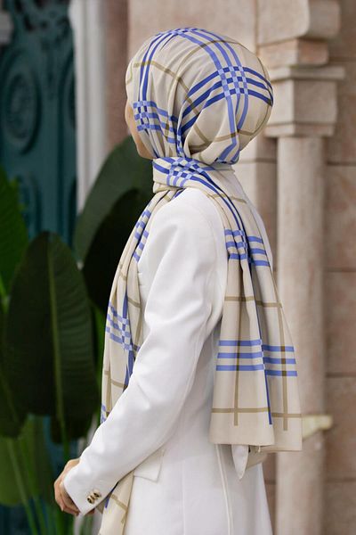 Vissona Γυναικείο Luxury Medina Silk Shawl Beige - Baby Blue