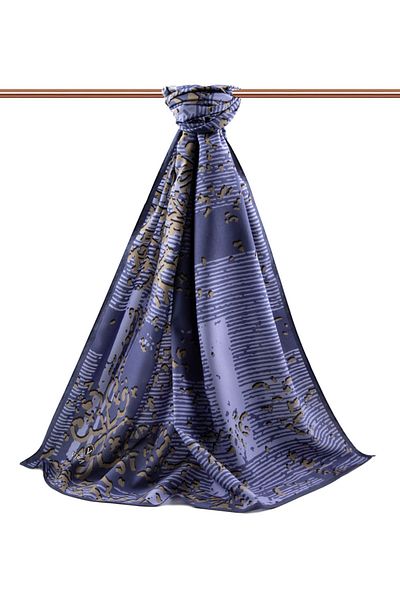 Vissona Γυναικείο πολυτελές μεταξωτό σάλι Medina Navy Blue-3