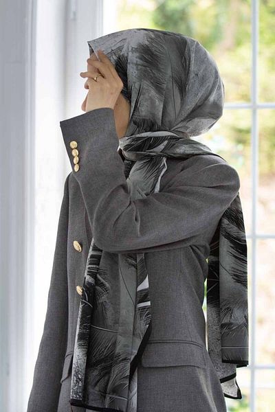 Vissona Γυναικείο σάλι πολυτελείας Medina Silk Grey-3