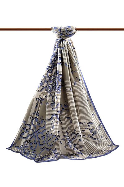 Vissona Γυναικείο σάλι πολυτελείας Medina Silk Indigo-2