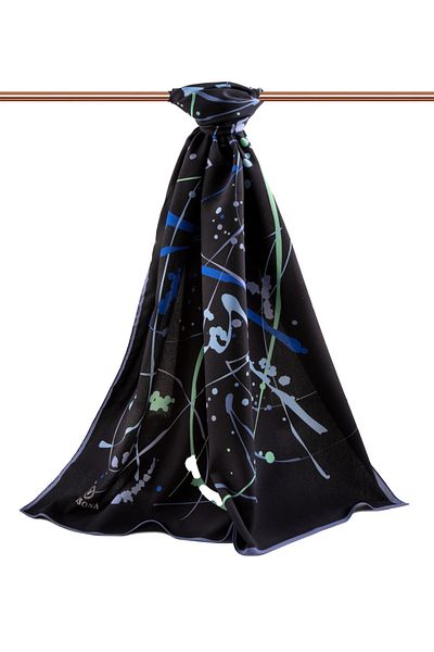 Vissona Γυναικείο Luxury Medina Silk Shawl Μαύρο - Indigo