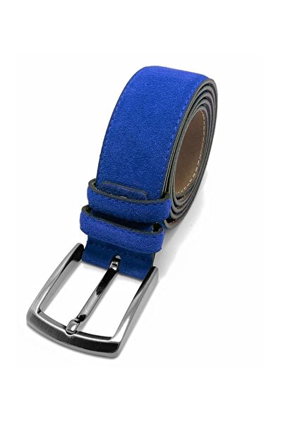 Bosskan حزام جلد سويدي أزرق 100% جلد طبيعي