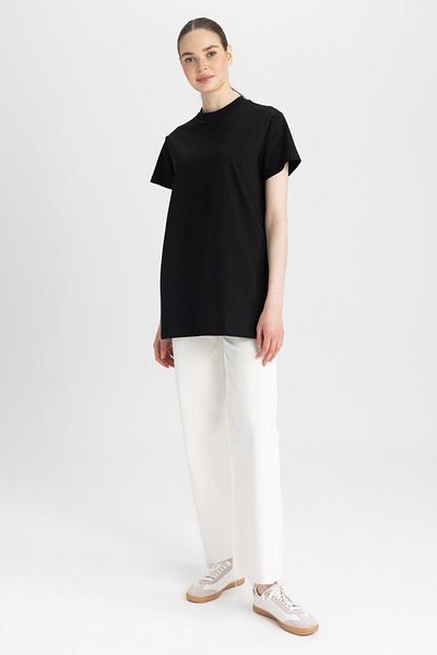 DeFacto Regular Fit Crew Neck Short Sleeve 100% Cotton Tunic