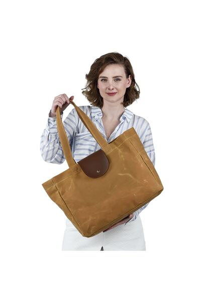 Cotto Shoes Camel Mumlu Kanvas Kadın Çantası