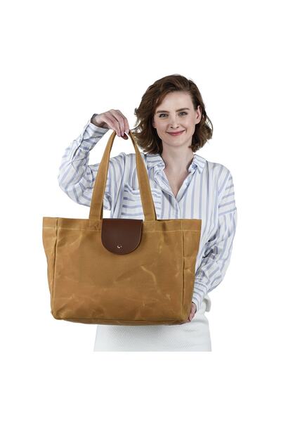 Cotto Shoes Camel Mumlu Kanvas Kadın Çantası