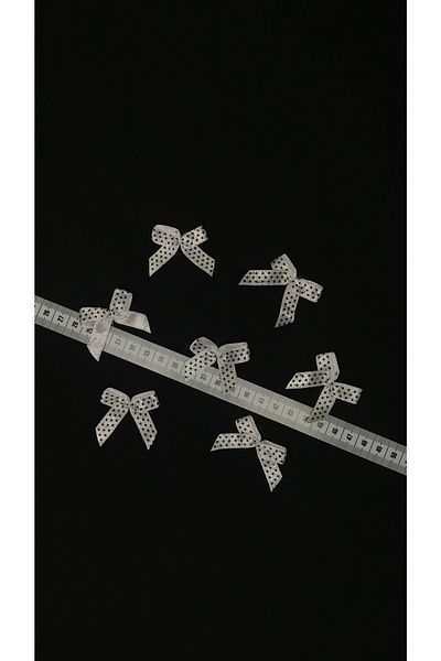 Ozpas Bow Satin White Polka Dot 50pcs