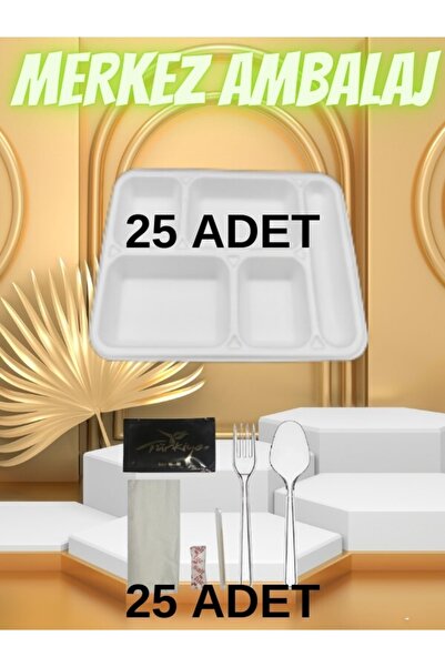 Genel Markalar Piknik Seti 5 Göz Köpük Tabak 25 Adet 25 Adet 6 Lı Ikram Seti ...