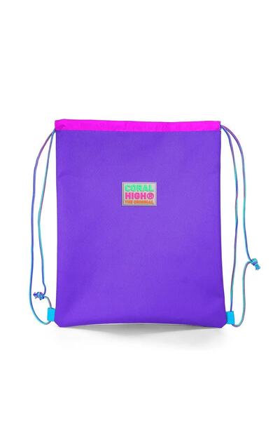 Coral High Kids Purple Color Detailed Drawstring Drawstring Backpack 22434
