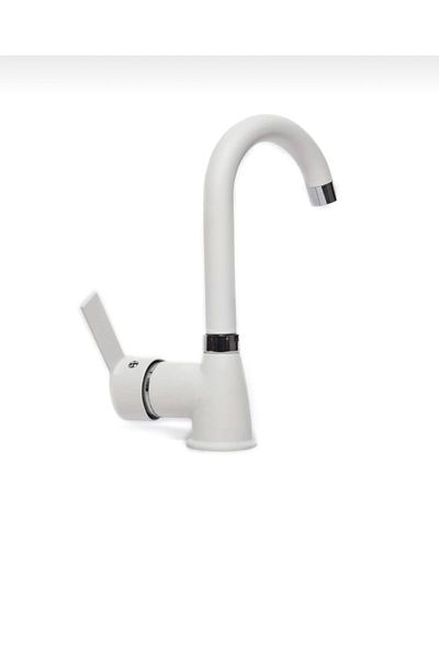 İSAOĞLU YAPI White Sink Faucet White Bathroom Faucet Matte White Faucet