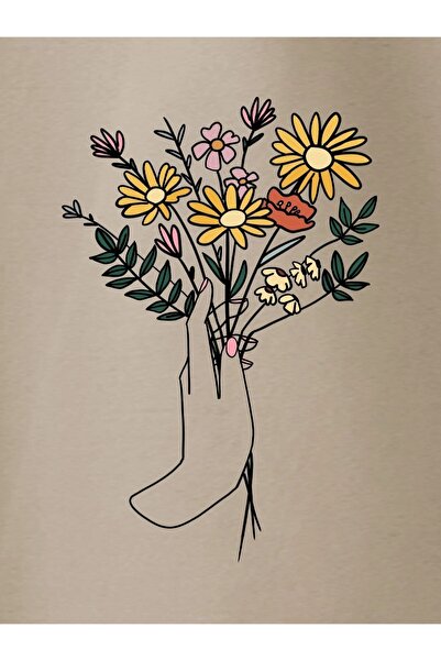 Machetta Μπλουζάκι με λαιμόκοψη μεγάλου μεγέθους, μπουκέτο λουλουδιών με στάμπα