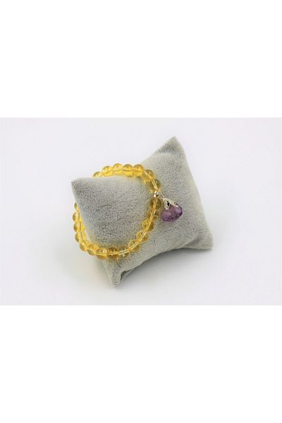 MYTAKIAĞACIMFH Citrine Stone, Amethyst Stone Teeth Dangle Natural Stone Bracelet Elastic Thread a 8mm