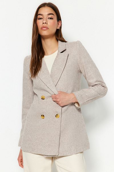 Trendyol Collection Braune, gefütterte, geknöpfte Webjacke TWOAW22CE0622