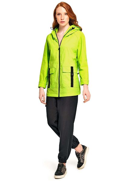 Guitar Hooded Green Woven Trench Coat