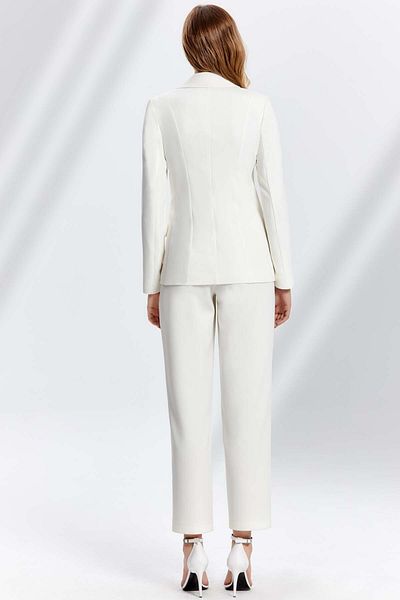 Guitar Straight Leg Ecru Woven Trousers