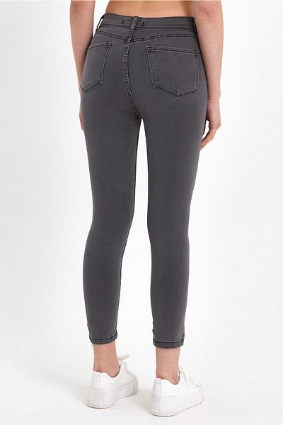 VivaJoy Blugi skinny cu talie înaltă din țesătură gri