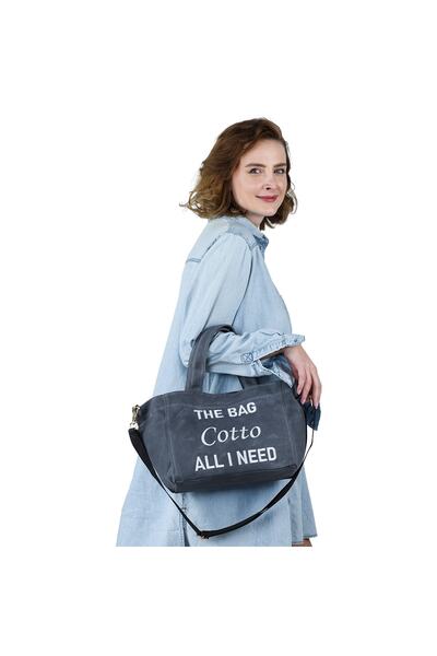 Cotto Shoes Gri Mumlu Kanvas Kadın Çantası