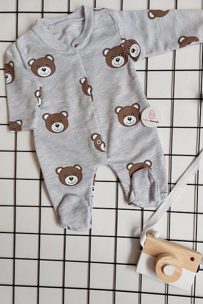 BEBECİBURADA Panda Printed Baby Jumpsuit