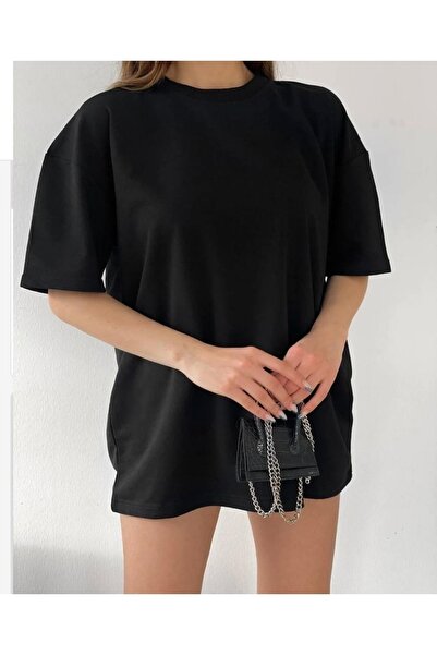 BENESSE Tricou negru oversize din Jersey pentru damă