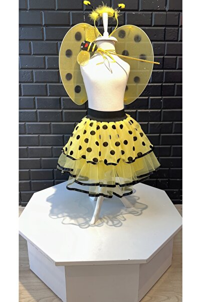 Kara Kedi Kostüm Evi Arı Eteği Ve Kanat Seti (asa, Taç Kanat Dahil)