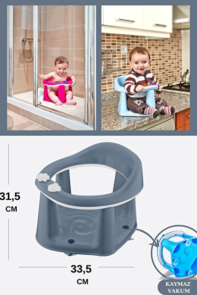 Flosoft Vakumlu Bebek Banyo & Mama Oturağı + Silicolife 2 Adet Silikon Mama Kaşığı Hediye
