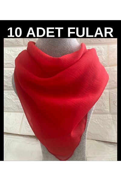 sema aksesuar 10 Pieces Red Plain Chiffon Scarf - Bandana - 19 May, 23 April, 29 October, 30 August
