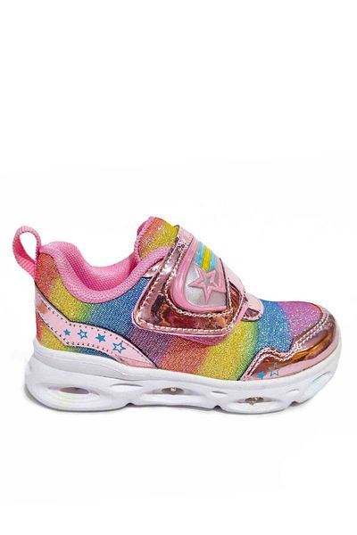 Vicco Girl's Lighted Colorful Orthopedic Sole Banded Stylish Sports Shoes Girl Child Rainbow Shoes
