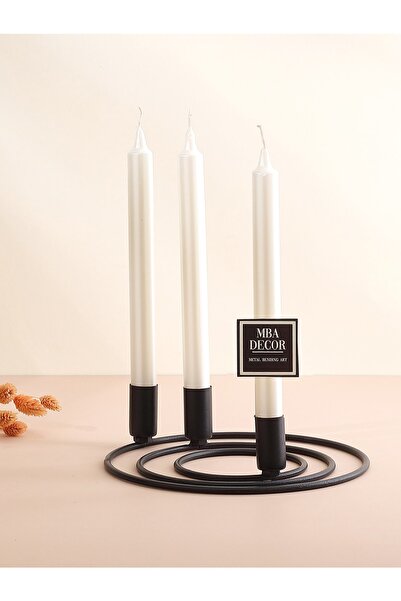 mba decor metal bending art Yassı Model Metal 3 Lü Şamdan Üçlü Mumluk Dekorat...