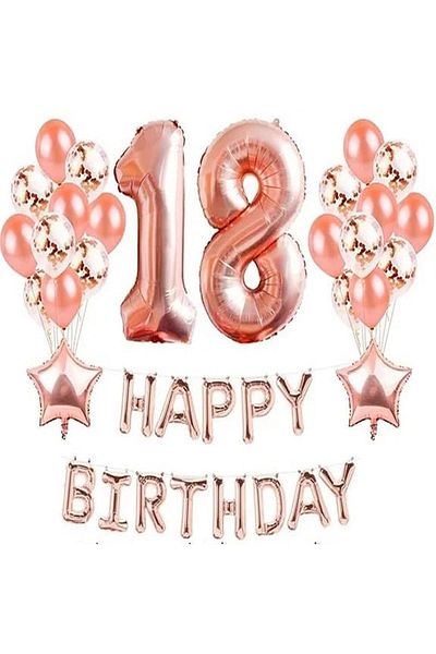 DÜVENCİ TİCARET Çıtıpitıstore Rose Gold 18 Years Birthday Balloon Set