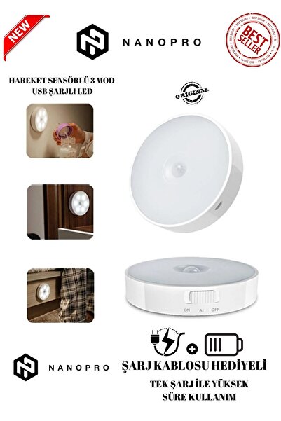 Nanopro Hareket Sensörlü Usb Şarjlı Led Işık Lamba 6 Led Profesyonel