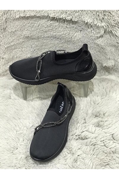 Aysun Ayakkabı Siyah Taş Aksesuarlı Sitreç Kumaş Kadın Ayakkabı