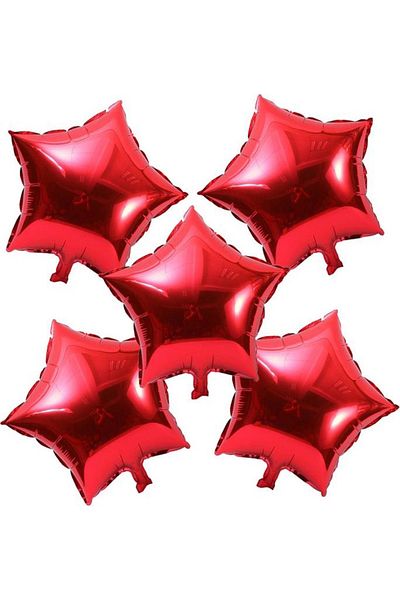 Party City Red Star Foil Balloon Set 5 Pieces 25cm