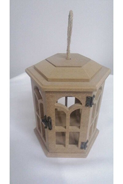 DERYA DESİNG ART Dekoratif Boyanabilir Ahşap Fener Obje 14,5x14,5x19cm