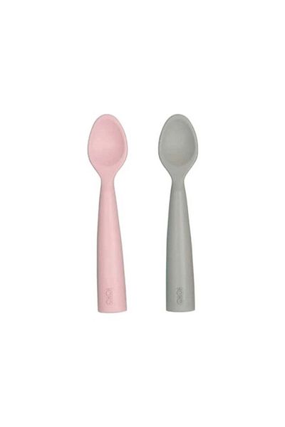 OiOi Set of 2 Nam Nam Silicone Food Spoons Pink/powder Gray1140017
