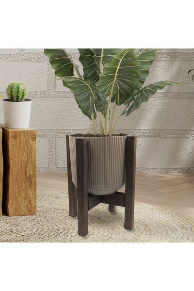 Bk Gift Dekoratif Özel Tasarım Ahşap Saksılık Ve Saksı Seti