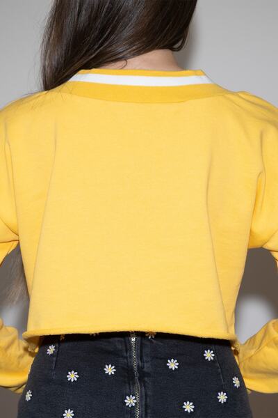 Soyo Γυναικείο φούτερ με κίτρινο γιακά και ριγέ ριγέ oversize