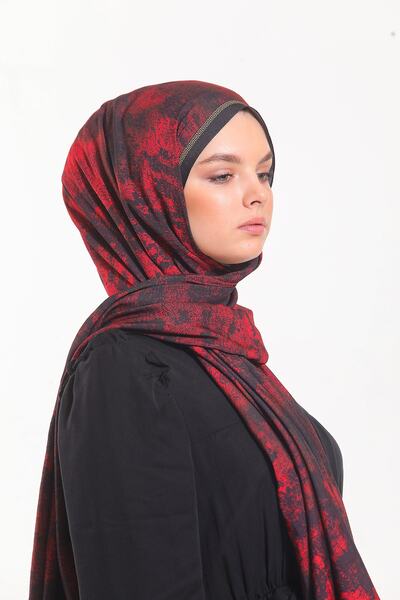 19V69 ITALIA Black Claret Red Shawl Antique Pattern Modal Series with Scarf Hanger and Gift Set 75x200 Cm