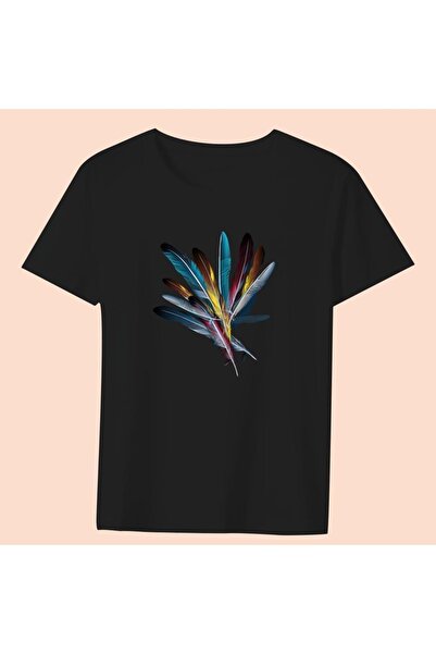 GALASHOP ريشة خريطة تي شيرت أسود Model17
