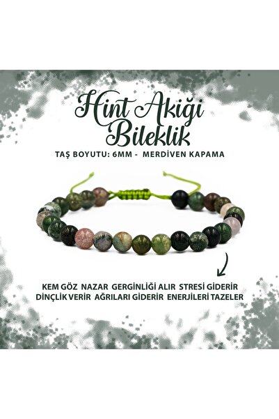 Deniz Doğal Taş Sertifikalı Hint Akiği 6mm Merdiven Kapama Doğal Taş Bileklik