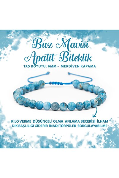 Deniz Doğal Taş معتمد الجليد الأزرق الأباتيت 6mm سلم إغلاق سوار الحجر الطبيعي