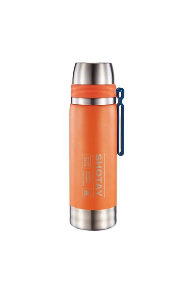 Shotay 600 Ml Steel Camping Thermos with Mouthpiece and Extra Cup - Orange Color
