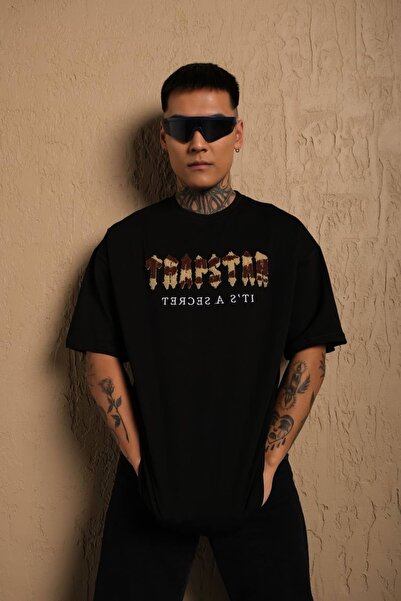 OVERİSE Trapstar Kamuflaj Desenli Siyah Oversize Unisex Tshirt
