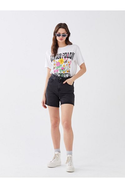 LC Waikiki Dámské džínové kraťasy LCW Slim Fit s vysokým pasem