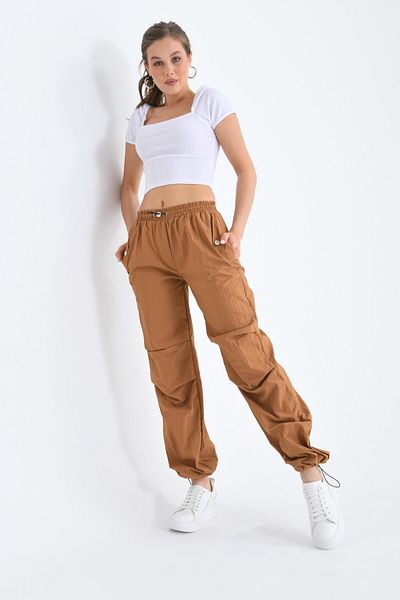 VOLT CLOTHİNG Damenhose aus Fallschirmstoff mit elastischem Bund