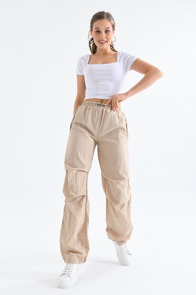 VOLT CLOTHİNG Damenhose aus Fallschirmstoff mit elastischem Bund