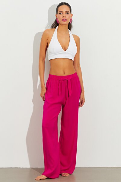 Cool & Sexy Fuchsiafarbene Palazzo-Hose für Damen BTN501
