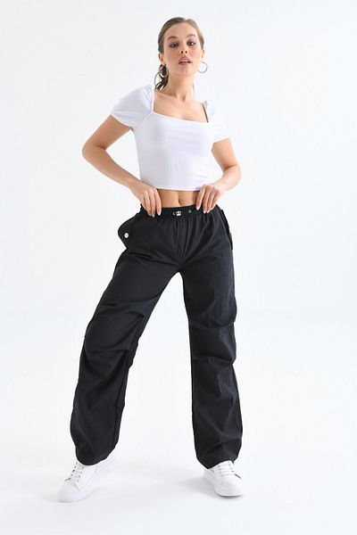 VOLT CLOTHİNG Women's Parachute Fabric Elastic Waist Trousers