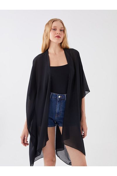 LC Waikiki Flacher Kimono mit Schalkragen und kurzen Ärmeln für Damen