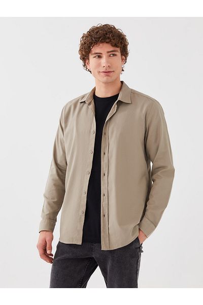 LC Waikiki Ανδρικό πουκάμισο Gabardine - Slim Fit, μακρυμάνικο