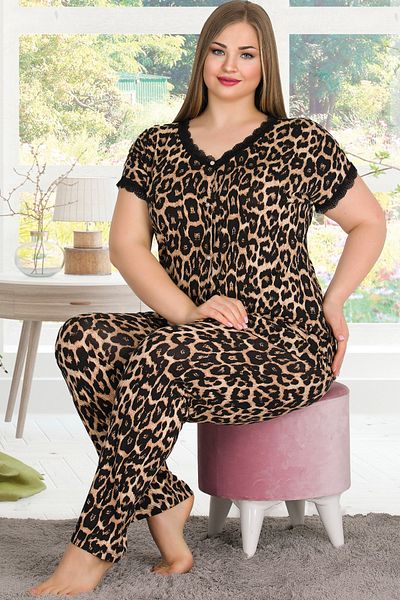 Jenny Daphne Lady Short Sleeve Plus Size Pajamas Set 10805
