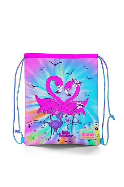Coral High Snur cu model flamingo roz albastru, rucsac cu șnur 22430